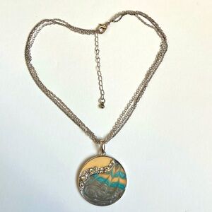 Y2K medallion necklace resin enamel rhinestones